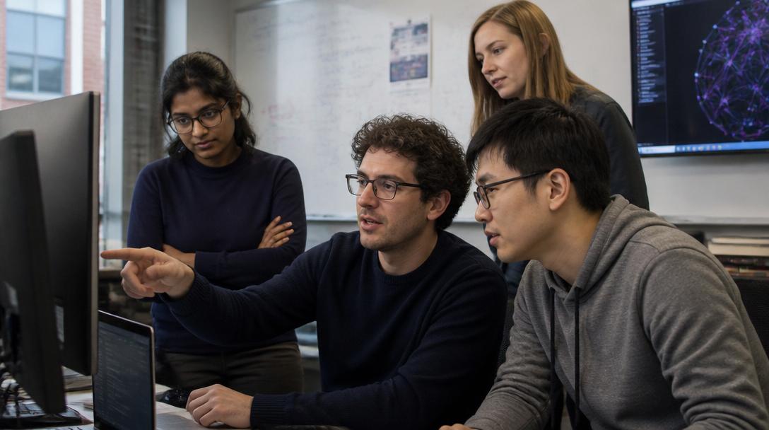 Researchers collaborating in a lab